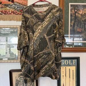 Vintage 90s RARE Mossy Oak Branch Camo Real Tree Hunting‎ Shirt Size Men’s 3XL